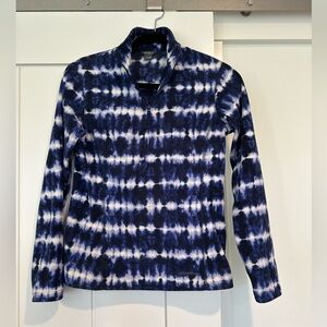 Eddie Bauer blue tie dye fleece quarter zip